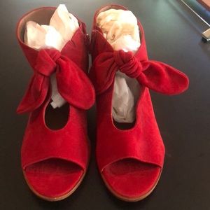 Bernardo from Anthropologie red suede shoes